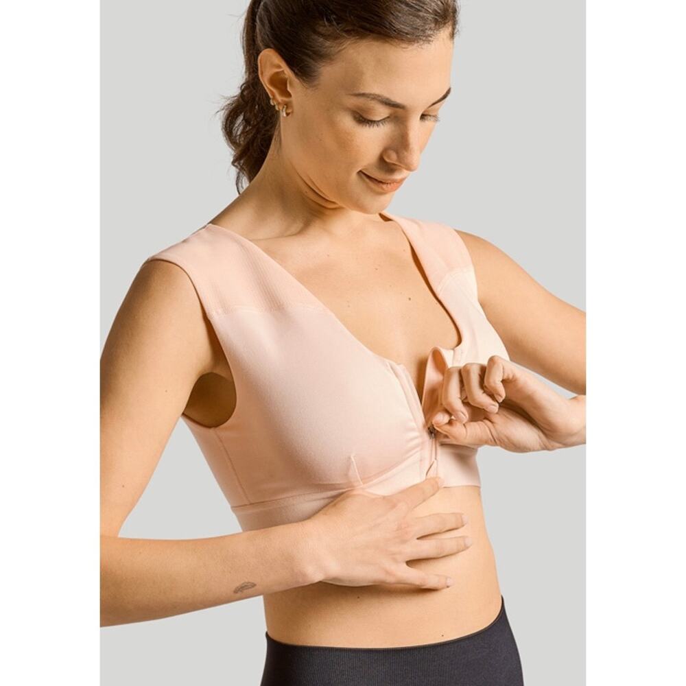 Tommie Copper Pink Shoulder Support Bra with Front Zip XL NWOT - Picture 3 of 6